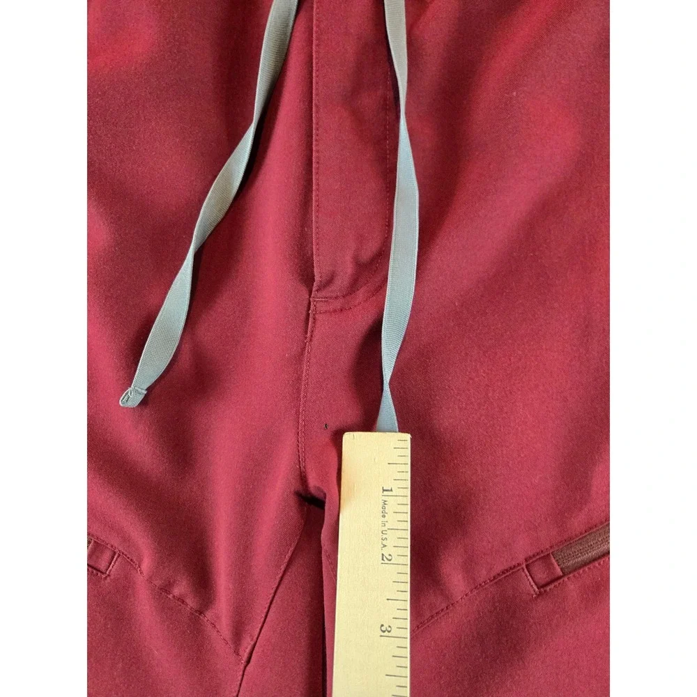 Figs Men's Joggers in Burgundy with Gray Drawstrings - Picture 11 of 14